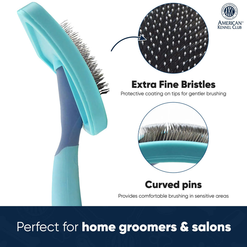 American Kennel Club AKC Deshedding Slicker Brush with Coated Tips for Dogs and Cats, Skin-Friendly Grooming and Deshedding Brush, Removes Loose Hair and Detangles Fur, Suitable for All Breeds - PawsPlanet Australia