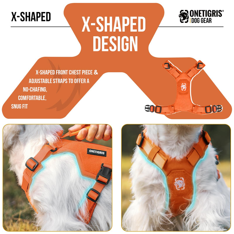 Onetigris Small Harness Dog Harness and Leash Set,MINI Trooper No Pull Dog Vest Fully Adjustable Harness for Puppy Dog and Cats, Dog Vest Harness for XXXS XXS XS Pets (Orange, XS) Orange - PawsPlanet Australia