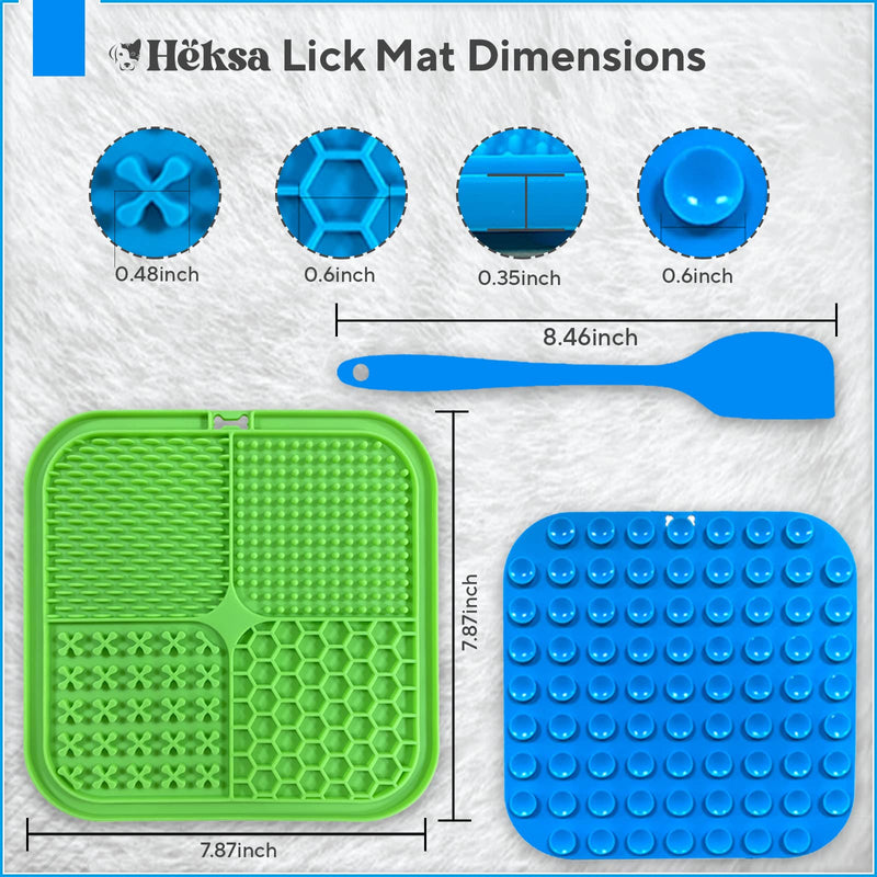Heksa Lick Mat for Dogs & Cats 2-Pack Slow Feeder & Non-Slip Lick Mats with Spatula for Anxiety Relief. Food-Grade, Dishwasher, Freezer & Oven Safe Dog Lick Mat - PawsPlanet Australia