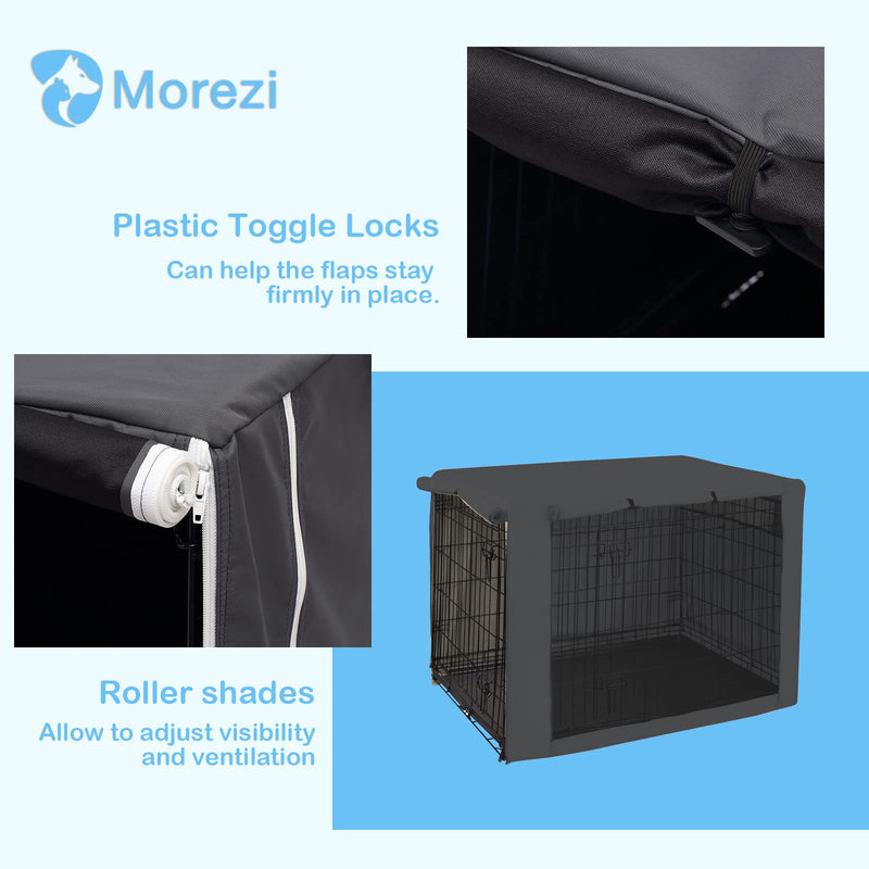 Dog Crate Cover for Wire Crates Kennel 2 Doors Heavy Duty Waterproof Windproof Soundproof Pet Cage Cover Home Decoration - Cover only - Dark Grey - Fits 24 Inch Crates 24.0"L x 17.0"W x 19.0"H - PawsPlanet Australia