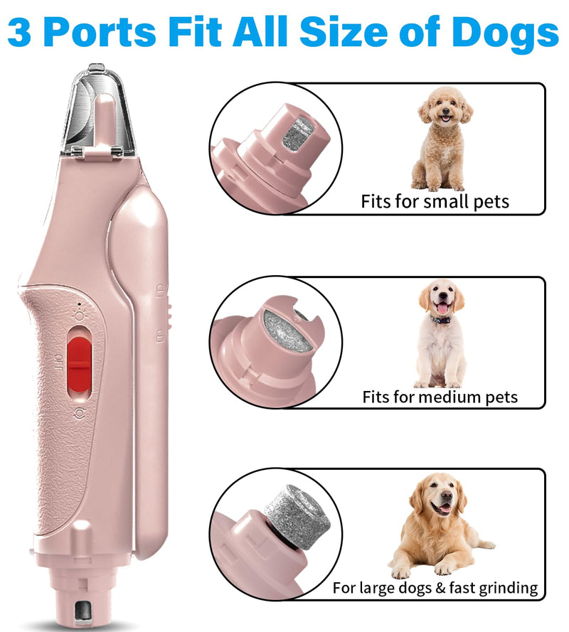 2 in 1 Dog Nail Clippers & Cat Nail Clippers Trimmers for Large Medium Small Dogs Cats Claw Trimmer Quick Sensor and Safety Guard USB Rechargeable Dogs Nail Trimmer with Catcher & 2 LED Lights Pink