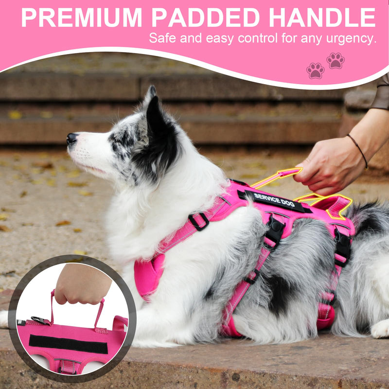 Escape Proof Dog Harness for Large Medium Sized Dogs Six Point Adjustable, Service Dog Vest Harness and Leash Set, No Pull Dogs Harnesses with Handle, Medium Dog Harnesses for Walking(Pink, S) Small Pink - PawsPlanet Australia