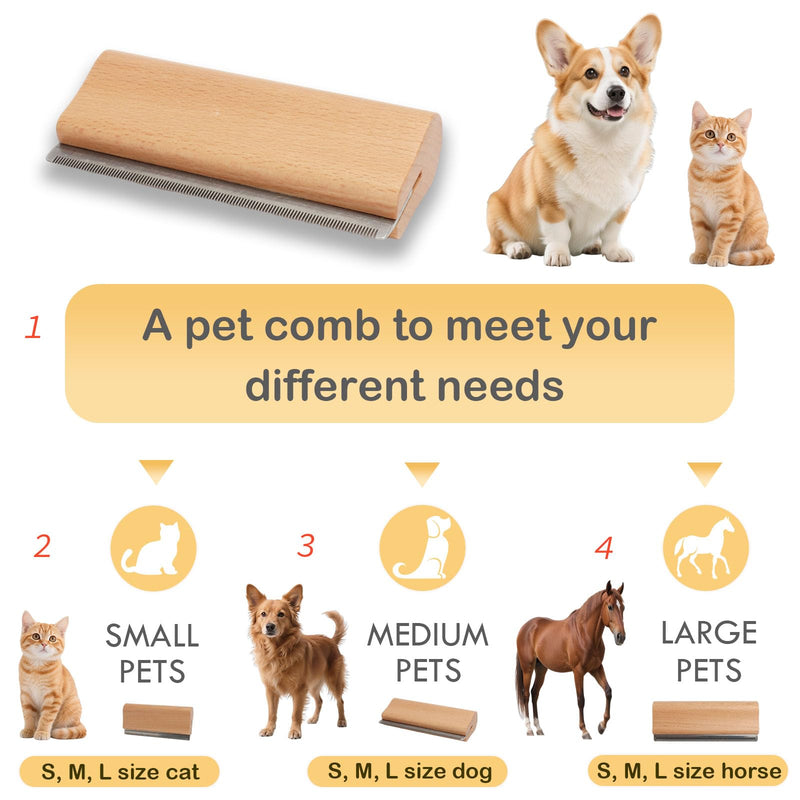 Natural Wooden Pet Grooming Kit 2-in-1 Dog Deshedding Tool and Cat Nail Clipper Gentle & Painless Fur Brush and Secure Paw Nail Trimmer for Small Medium Large Pets (Includes storage box) 5/6.5 Inch - PawsPlanet Australia