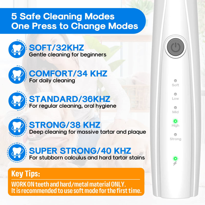 Dog Teeth Cleaning Kit for Pet Teeth Cleaning, Dog Plaque Remover for Teeth, 5 Modes Dog Tartar Remover for Teeth Care to Remove Stains Calculus, 10 in 1 Pet Cleaner Toothbrush (White) White - PawsPlanet Australia