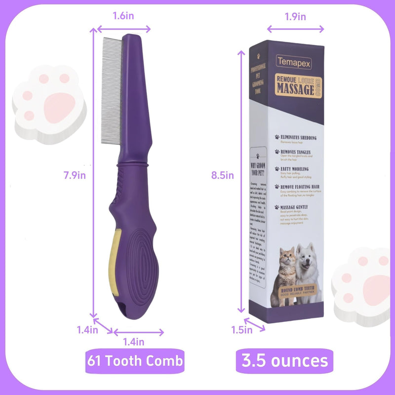 Pet Flea Comb for Dogs & Cats,Removes Tangles & Flea, Tear Stain Removal, Stainless Steel Metal Teeth, Non-slip & Anti-static Rubber Handle, Safe & Gentle Pet Grooming Comb Pet Flea Comb - PawsPlanet Australia