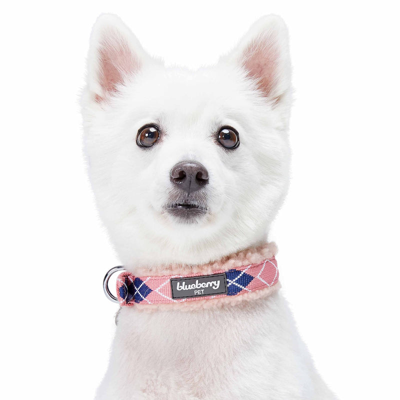 Blueberry Pet Soft & Comfy Scottish Argyle Fleece Padded Adjustable Dog Collar with Metal Buckle - Pink, Neck 13-16.5", for Medium Breed (13"-16 1/2") Neck * 3/4" Wide (Pack of 1) Argyle - Pink - PawsPlanet Australia