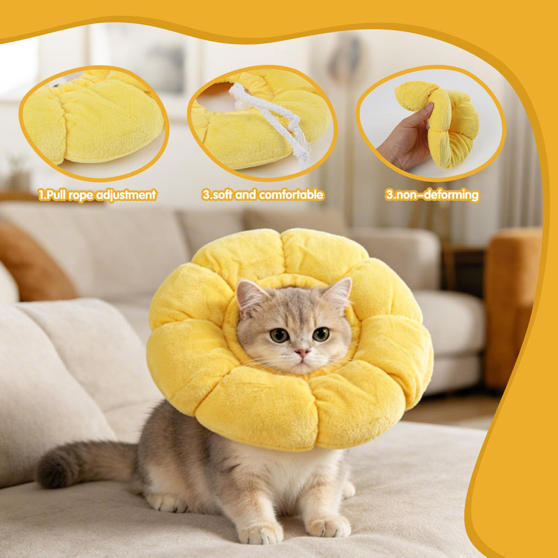 Cat neck brace, sunflower cat collar, breathable suede cotton cat neck brace, adjustable cat collar, adjustable cat collar for post-surgery use