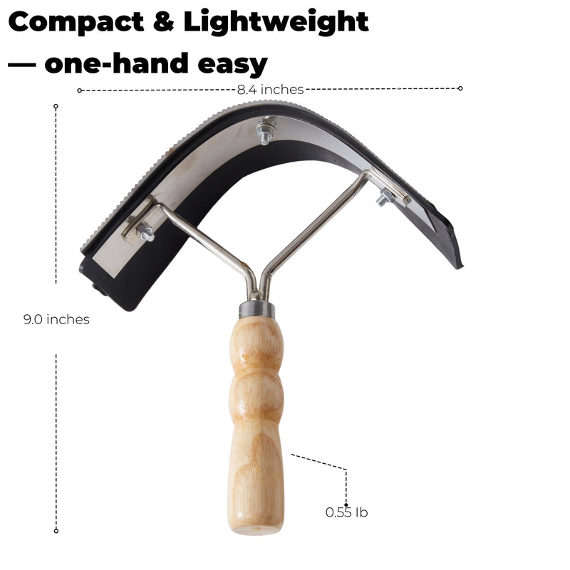 Metal Sweat Scraper for Horses – 2-in-1 Grooming Tool with Rubber Edge and Wooden Handle, Metal Curry Comb for Horses and Cattle, Compact Curved Scraper for Barn, Stable, and Equestrian Care