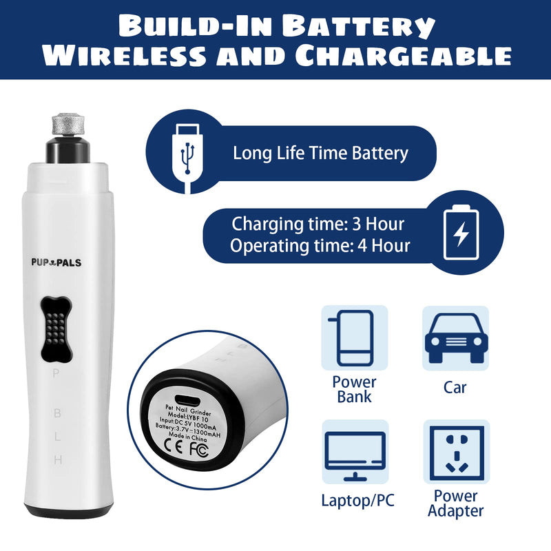 Dog Nail Grinder with 5 LED Shadow Free Light, Dog Nail Trimmer Protect Pet Paws from Over Grinding with 2 Speed Super Power Motor for Small, Medium and Large Dogs & Cats Paws Grooming - PawsPlanet Australia