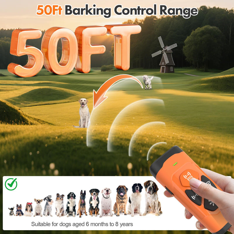 Anti Barking Device for Dogs - Dog Bark Deterrent Devices 50FT Range - Ultrasonic Dog Bark Deterrent for Stopping Bad Behavior - Rechargeable Anti Barking Device for Own or Neighbour's Dog