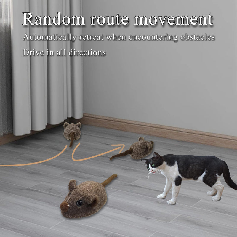 Cat Toys Squeaky Rechargeable Moving Mouse with Dynamic Magic Tail, Automatic Self Play Mouse Interactive Cat Toy for Indoor Cats, Kitten's Electric Multi-Mode Activated Mouse Toy (Brown) BROWN - PawsPlanet Australia