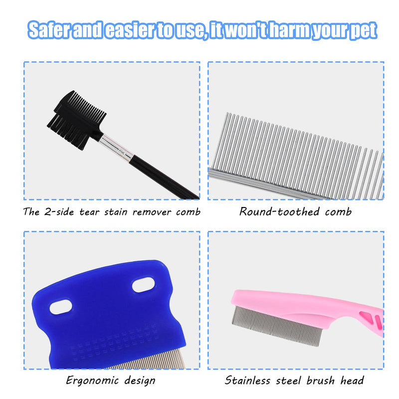 4 PCS Pet Flea Combs for Dogs & Cats, Cat Grooming Brush with Stainless Steel Teeth, Pet Flea Comb for Fleas and Ticks, Indoor Pets, Fine Tooth Comb for Kittens - PawsPlanet Australia