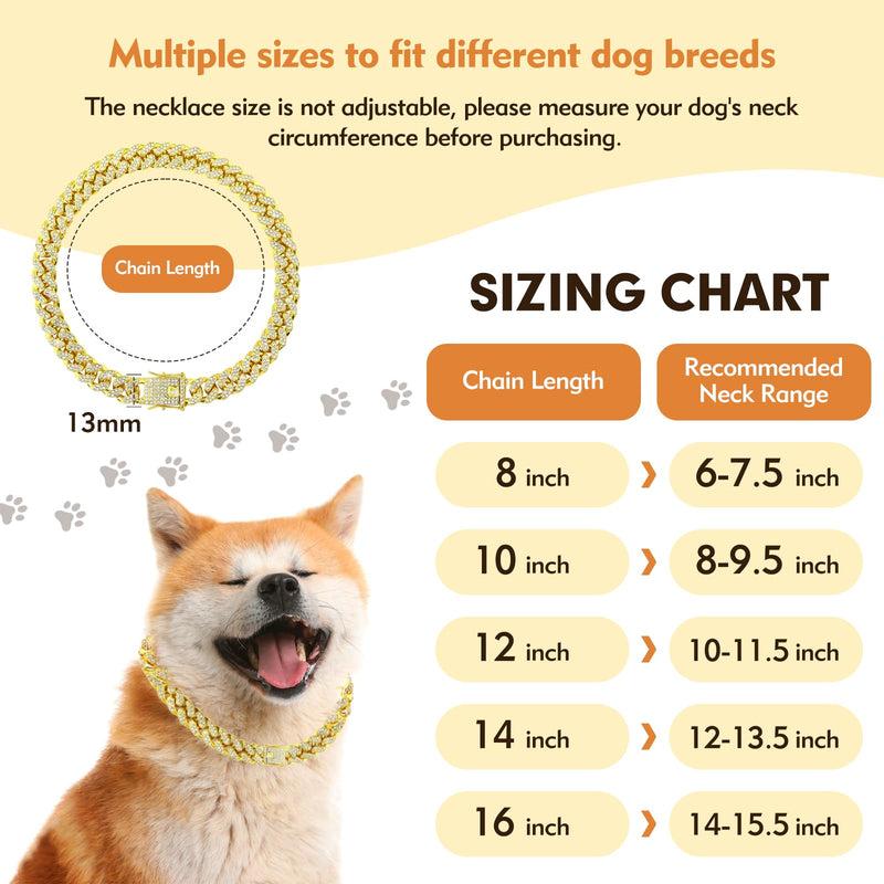 Gold Chain Collar for Medium Large Dogs - Cuban Link Dog Necklaces for Medium Dogs with Secure Buckle, Luxury Metal Chain Collar, Golden Pet Jewelry Accessories (14 inch) 14 inch - PawsPlanet Australia
