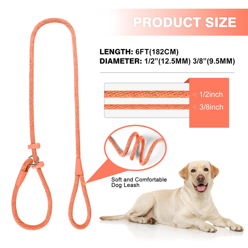 Lynxking Dog Leash Slip Lead Reflective Breathable Rope Comfortable Strong No Pull Slip On Pet Training Lead for Dogs Small 3/8 inch x 6ft Orange - PawsPlanet Australia
