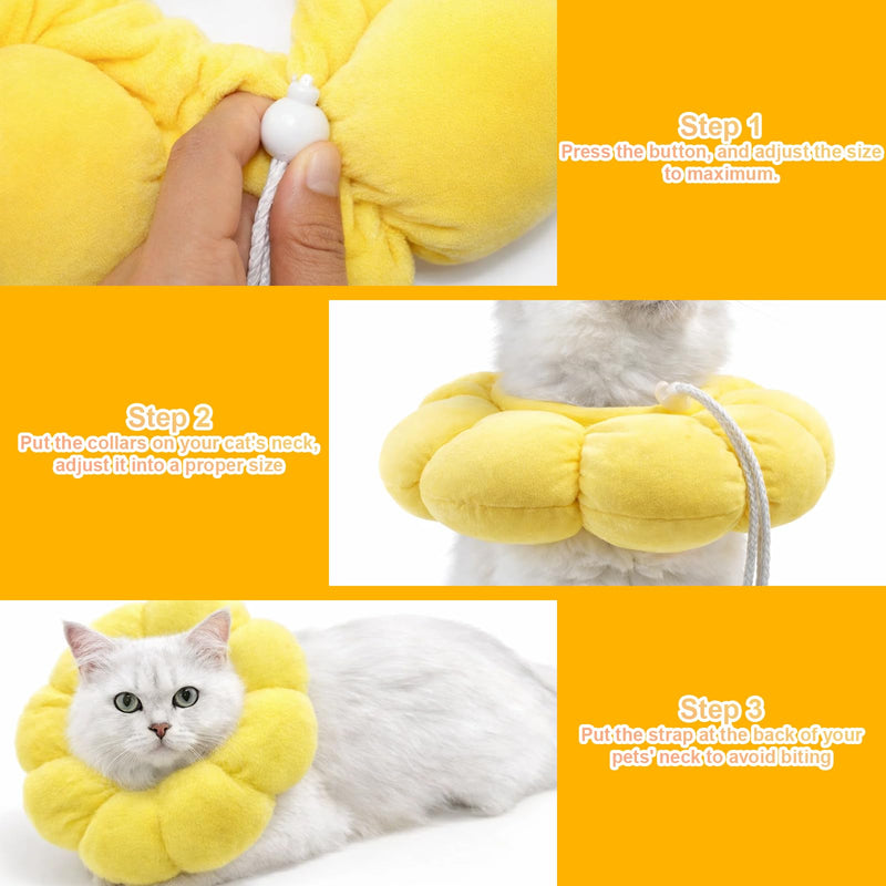 Cat Collar, Pack of 2 Sunflower and Toast Collar, Soft and Comfortable Collar for Cats and Small Dogs, Ideal After Surgery and for Photos
