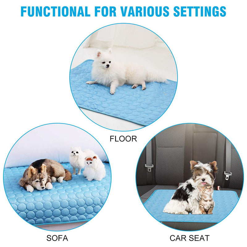 Dog Cooling Mat, Pet Dog Self Cooling Pad, Ice Silk Washable Summer Cool Mat for Cats, Kennels, Crates and Beds (XX-Large 59''×40'', Blue) XX-Large 59''×40'' - PawsPlanet Australia