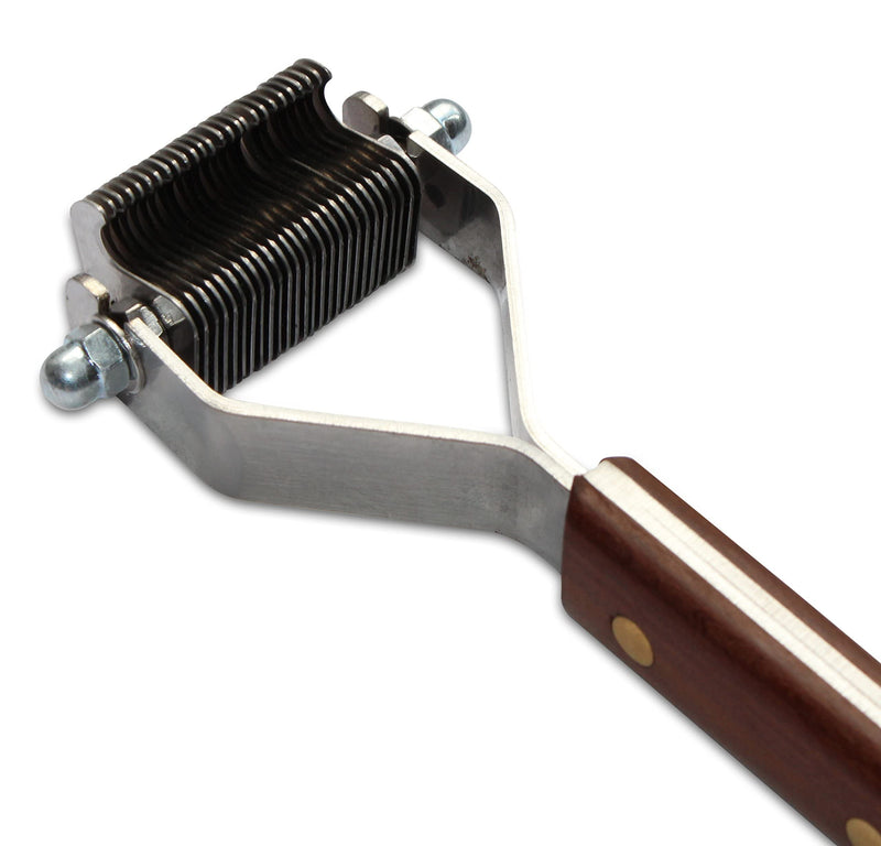 Mars Coat King Dematting Undercoat Grooming Rake Stripper Tool for Dogs and Cats, Stainless Steel with Wooden Handle for Thick Coats, 26-Blade Stripper for Groomers, Pet Owners Small/Medium Dog