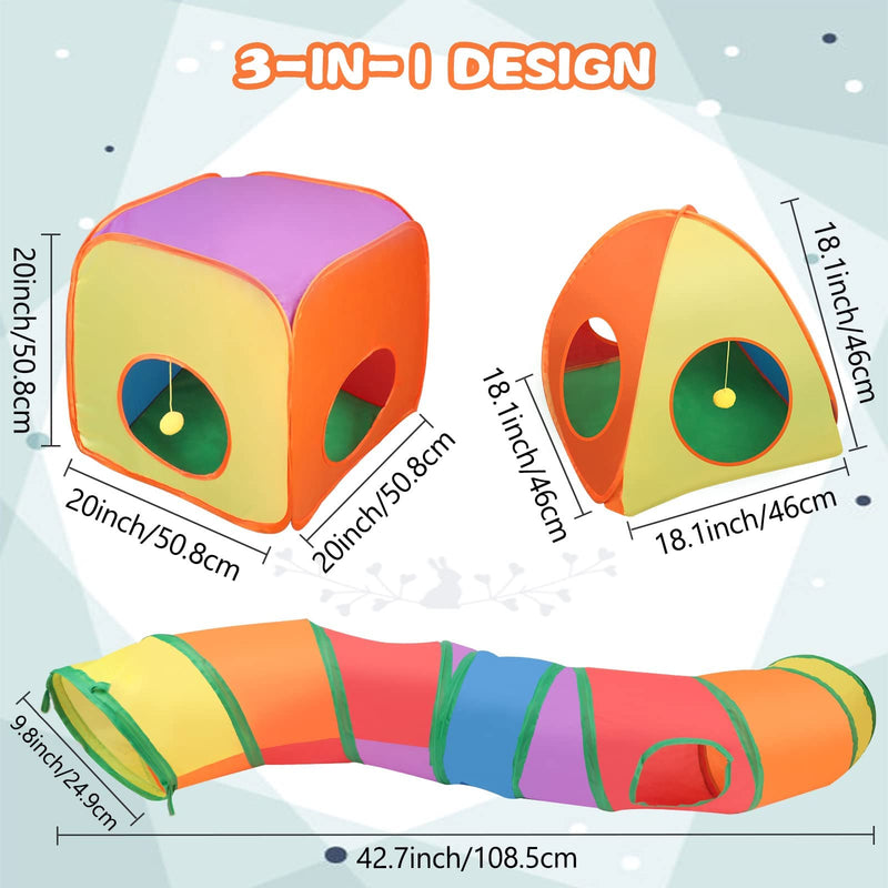 BWOGUE Bunny Tunnels & Tubes Collapsible Rabbit Hideout Tube and Foldable Cubes Playground Small Animal Activity Hideaway for Dwarf Rabbits Bunny Guinea Pigs Kitty - PawsPlanet Australia