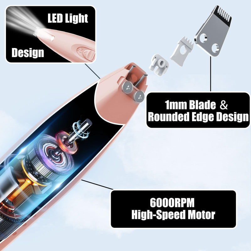 KIKETECH LED Dog Paw Trimmer - Cordless, Low Noise Dog Clippers for Grooming, Rechargeable Small Area Shaver for Dog Clippers Cats, SoftRed - PawsPlanet Australia