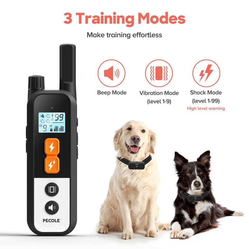 Dog Training Collar for 2 Dogs: Remote Control with 1600Ft Range Waterproof Shock Collar with Adjustable Beep Vibration and Shock Modes Control Security Keypad Lock for Small Medium Large Dogs - PawsPlanet Australia
