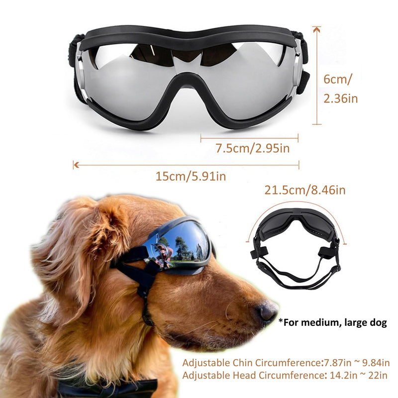 Dog Sunglasses for Large and Medium Breed, Dog Goggles for Large Dogs, Sun Protection, Windproof, Waterproof, Dustproof and Anti-Fog with Adjustable Strap for Driving, Motorcycle, Surfing - PawsPlanet Australia