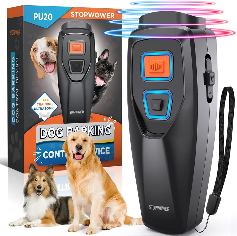 Dog Bark Deterrent Device, Ultrasonic Dog Trainer with 3 Modes, 50ft Range Anti Barking Device, Stops Unwanted Barking & Improves Dog Behavior, Dog WhistleSafe for Indoor Outdoor Use(Black)