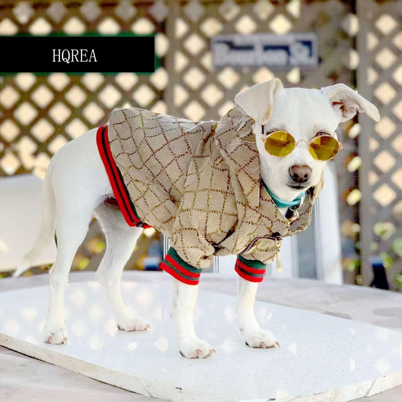 Dog Hoodie Luxury Dog Clothes Winter Puppy Jacket Classic Designer Pet Clothes Coat French Bulldog Teddy Pug Brown XXL