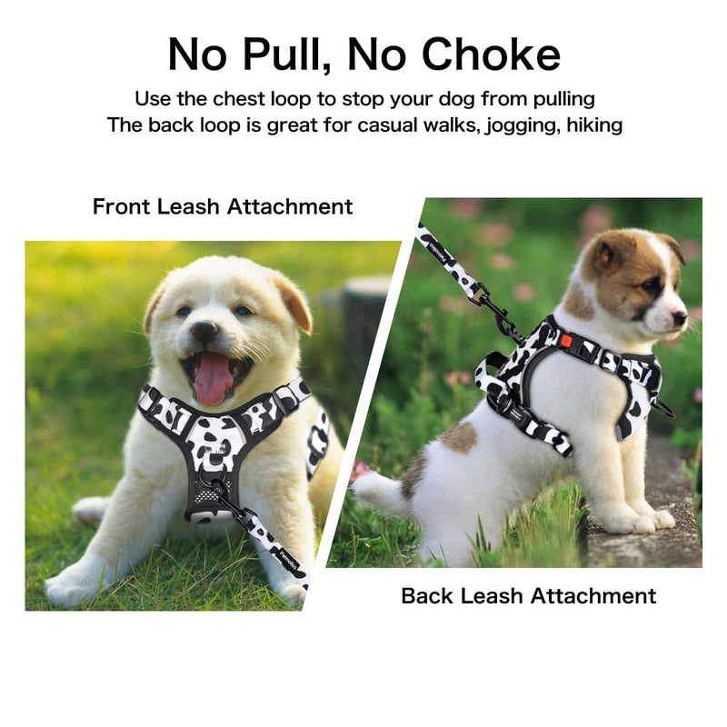 Petmolico No Pull Dog Harness and Leash Set, No Choke 4 Leash Attchments Easy Control Handle Soft Padded Reflective Vest Dog Harness for Large Dog Breed, Cow Pattern Large - PawsPlanet Australia