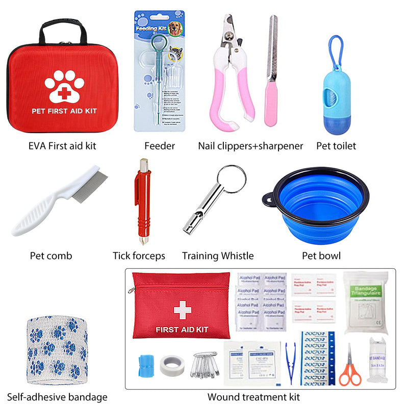 First Aid Kit for Dog and Cat, 12 Pieces for Emergency, First Aid Pets, Travel Pharmacy Dog, Health Products for Dogs, Cats, Small Animals