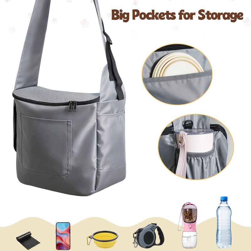 Dog Carrier, Dog Sling Carrier for Small & Medium Cats& Puppys,Hands Free Cat Carrier with Adjustable Safety Harness, Puppy Essentials Gray