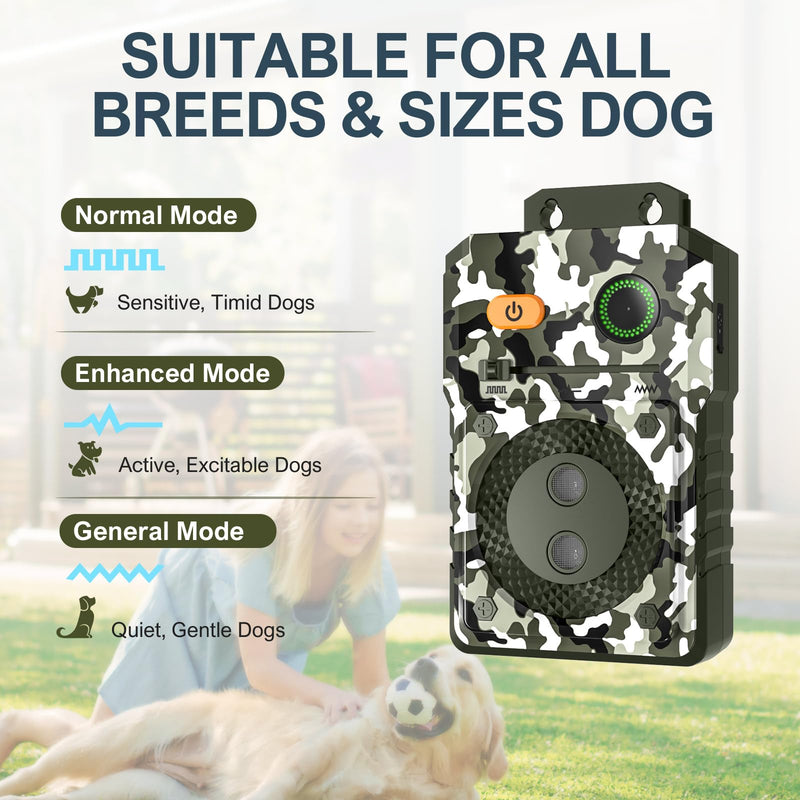 Anti Barking Devices, Ultrasonic Dog Barking Control Devices with 3 Modes, Rechargeable Bark Deterrent Devices Bark Box for Dog Outdoor/Indoor Use, Dog Barking Silencer Safe for Dogs & People A4 camo