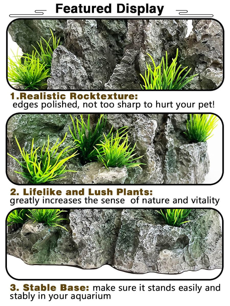 Aquarium Mountain View Stone Ornament - Aquarium Rock Decor for Large Fish Tank,Aquarium Decorations Large,Large Aquarium Decoration for Fish Tank - 8.3 Inches High - PawsPlanet Australia