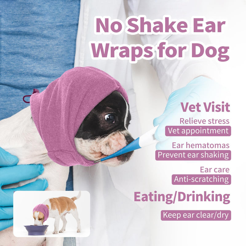Nanaki Soft Dog Calming Hoodie Anxiety Relief Dog Ear Muffs Noise Protection Dog Ear Wrap Hematoma Fireworks Dog Ear Cover for Bath Blow Drying Dog Head Cover Noise Cancelling Sleep Help Headband M(Head Girth:14.6"-19.7") Rose Red - PawsPlanet Australia