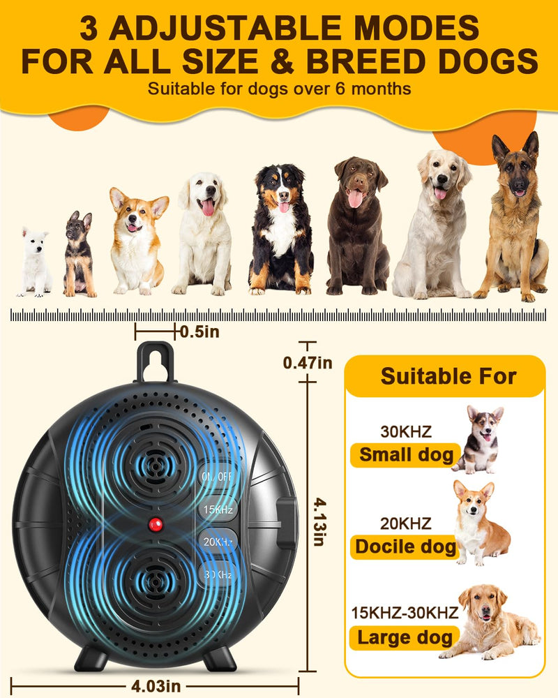 Anti Barking Device for Dogs, Rechargeable Ultrasonic Bark Box with 3 Adjustable Modes, Safe Dog Bark Deterrent Device with 35ft Range Indoor and Outdoor Use Black - PawsPlanet Australia