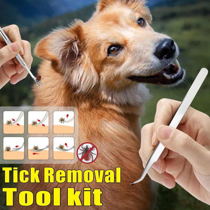 Tick Removal Tool for Dogs, Stainless Steel Tick Tweezers Remover Tick Key Remover Tool Kit, 4 Pack Quick & Safe Tick Twister Remover for Dogs Cats Human - PawsPlanet Australia