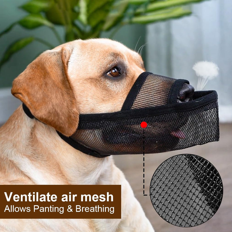 Crazy Felix Nylon Dog Muzzle for Small Medium Large Dogs Poodle Labrador Golden Retriever Doberman, Air Mesh Breathable and Drinkable Pet Muzzle for Anti-Biting Chewing Scavenging(Black,L) Black L - PawsPlanet Australia