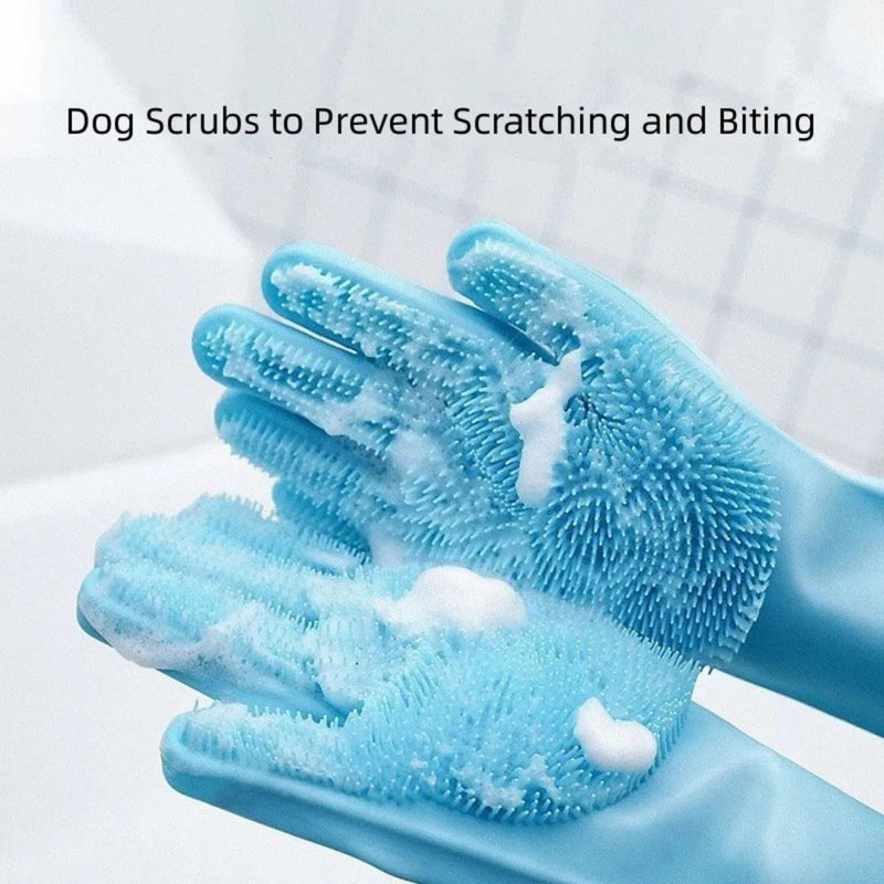 2Pcs Dog Bath Brush & 1 Pair Pet Grooming Gloves,Dog Soft Silicone Bristles,Puppy Bath Brush, Rubber Dog Brush,Bath Brush for Dogs,Efficient Deshedding Glove for Dogs, Cats, Rabbits and Horses - PawsPlanet Australia