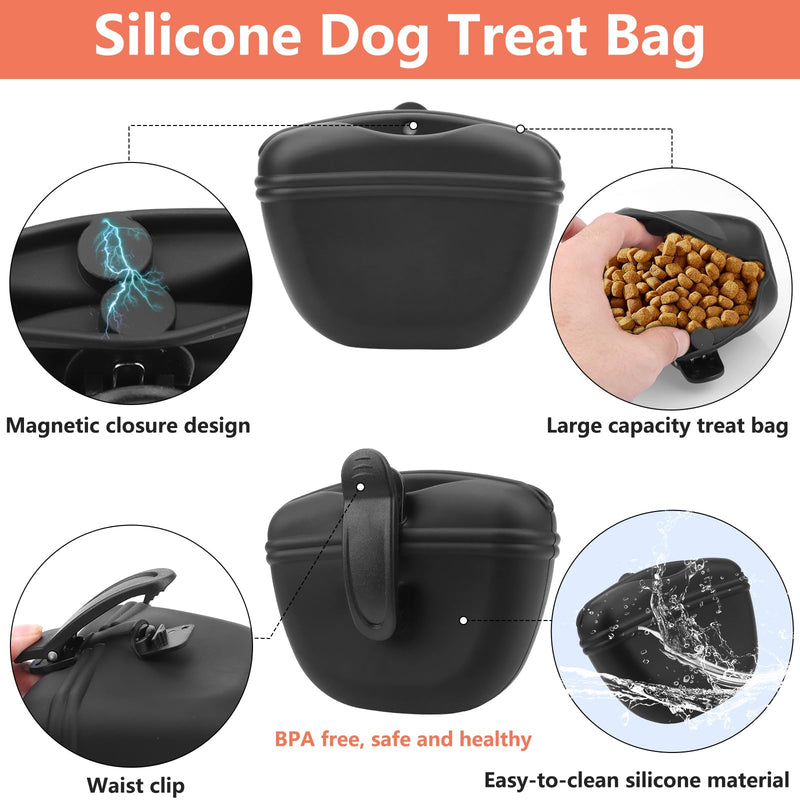 BARKIE Dog Training Kit - Treat Pouch, Pet Training Fanny Pack, 2 Puppy Training Clickers, Ultrasonic Silent Whistle, 2-in-1 Whistle Clicker, Clicker Training Guide Booklet, Dog Poop Bag (Black) Black - PawsPlanet Australia