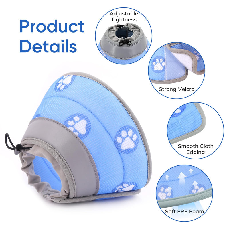 Cat Cone Collar Soft to Stop Licking After Surgery Blue M
