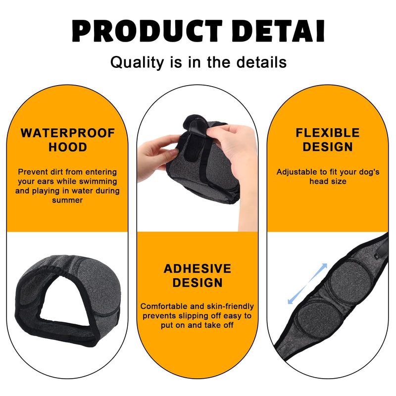 Dog Ear Covers, Dog Ear Muffs Noise Protection, Dogs Calming Hood,Adjustable Shower Cap Pet Ears, Dogs Ear Head Wrap Cups Shower Cap Pet Supplies for Bath Grooming (Grey, L) Grey