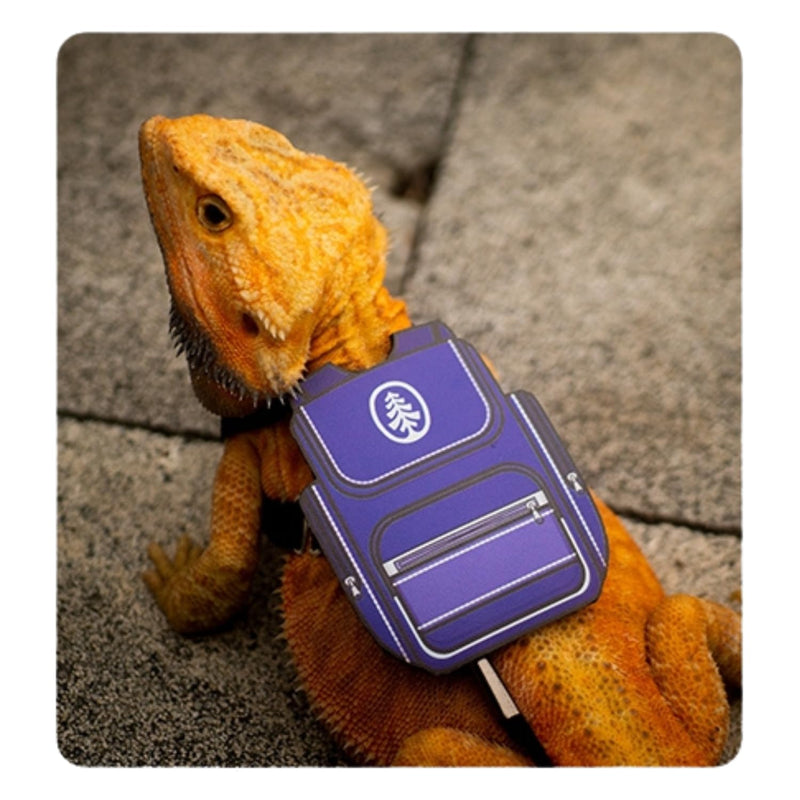 Bearded Dragon Harness Leash Soft Leather Harness with Backpack Patch Adjustable Strap Outside Walk Training Leash for Reptile Lizard Amphibians (Purple) Purple - PawsPlanet Australia