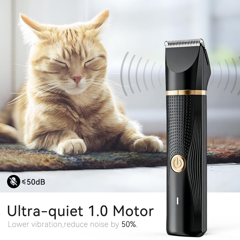 Cat Grooming Clippers Kit with Paw Trimmer, 3 in 1 Electric Pet Hair Trimmer Supplies for Thick Matted Hair, Heavy Coat Butt Shaver Cat Razor Fur Trimmer for Dogs at Home (Black) Black