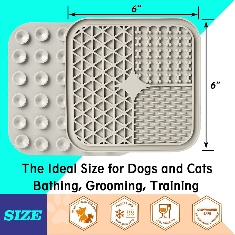 Lick Mat for Dogs, Dog Lick Mat with Suction Cups for Anxiety, Peanut Butter Dog Licking Mat Slow Feeder Dispensing Treater Lick Pad for Dogs Cats Grooming Bathing and Training (Grey) Small Grey