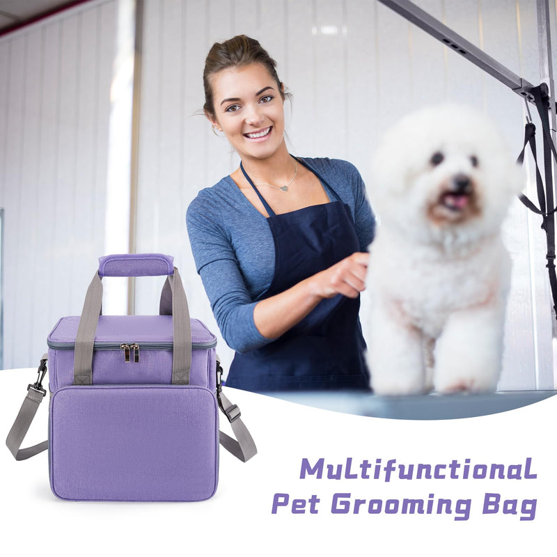 SMYV Pet Grooming Bag for Dog Grooming Supplies, Dog Tote Travel Bag for Pets Grooming Tools Kit Accessories - Purple - PawsPlanet Australia
