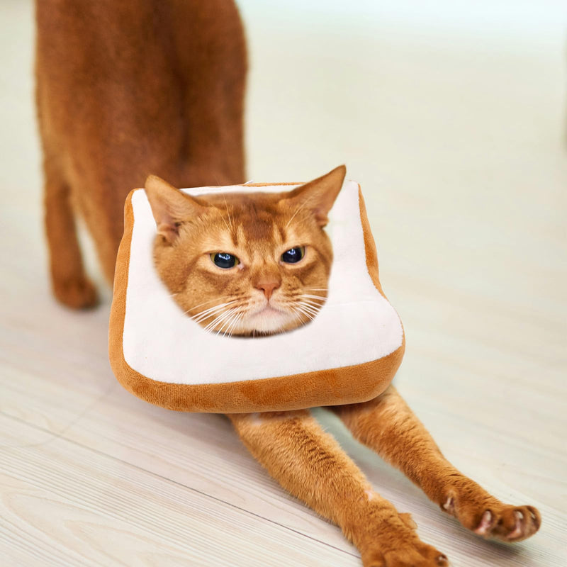 Bread Cat Cone Collar, Soft Adjustable Donut Cat Recovery Collar Lightweight Pet Kitten Cones to Stop Licking Wound Protective Dog Neck Accessories (M) M