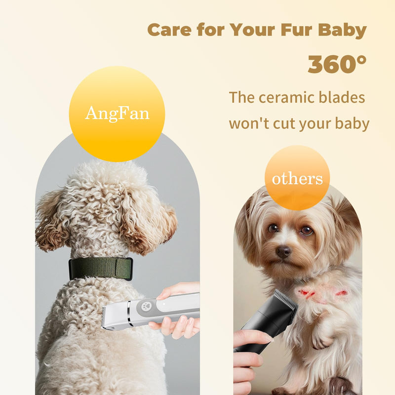 Dog Clippers Grooming Kit with 4 in 1 Tools, Cordless Dog Paw Trimmer & IPX7 Waterproof & Dogs Nail Grinder, Low Noise Quiet Design with Silicone Grip for Dogs and Cats Gray - PawsPlanet Australia