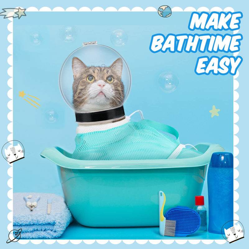 8 Pcs Cat Muzzle Set with Adjustable Cat Bathing Bag Breathable Clear Cat Muzzle Pet Grooming Brush Tick Remover Tool Nail Clipper Nail File for Pet Bathing Cleaning Trimming Grooming - PawsPlanet Australia