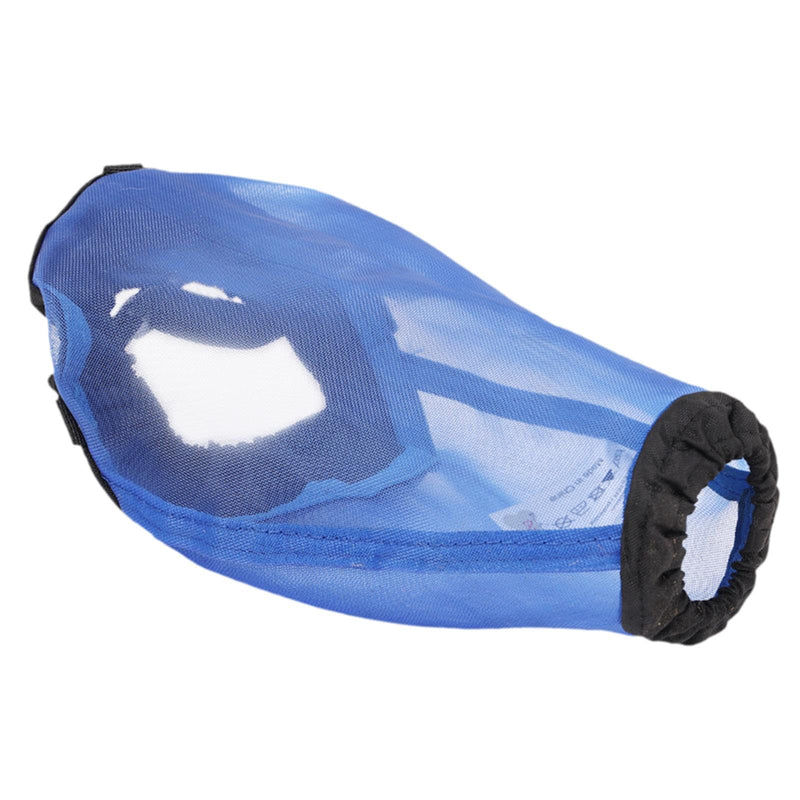 Foxtail Mask for Dogs, Dog Face Guard, Adjustable Head Net, Field Cover, Polyester, Blue, L