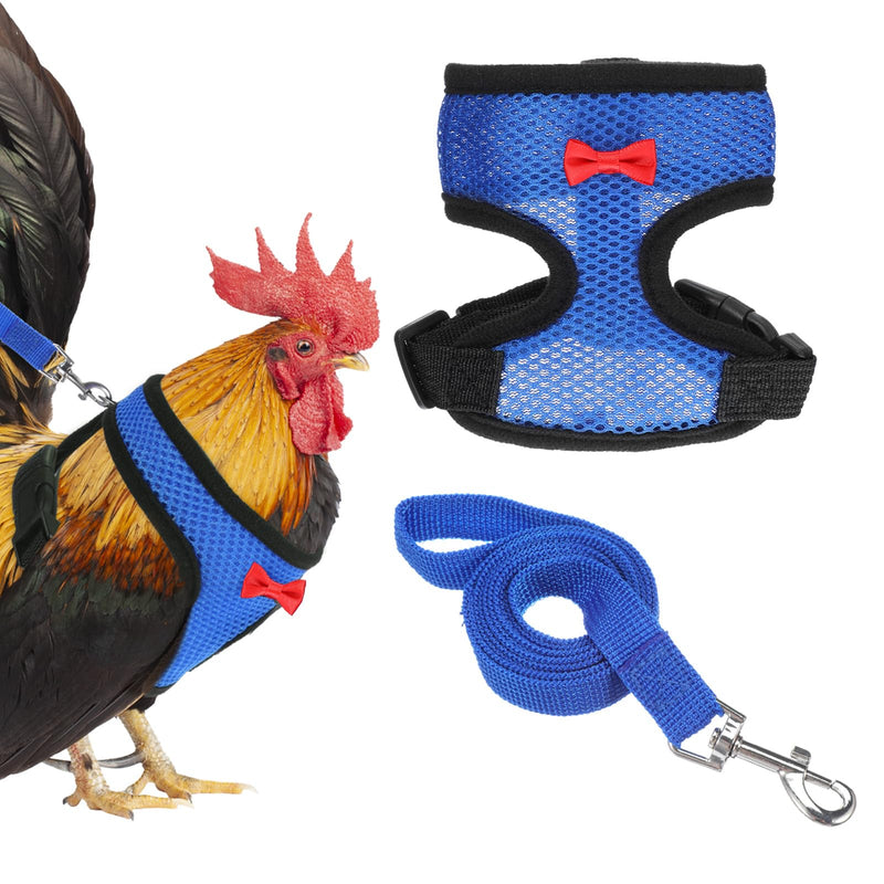 Chicken Harness with Leash Set, Upgraded Double Adjustable Mesh Breathable Chicken Training Harness, Pets Leash for 3-4 Lb Hens Duck Goose Small Pets Training Walking Supplies (Blue) - PawsPlanet Australia
