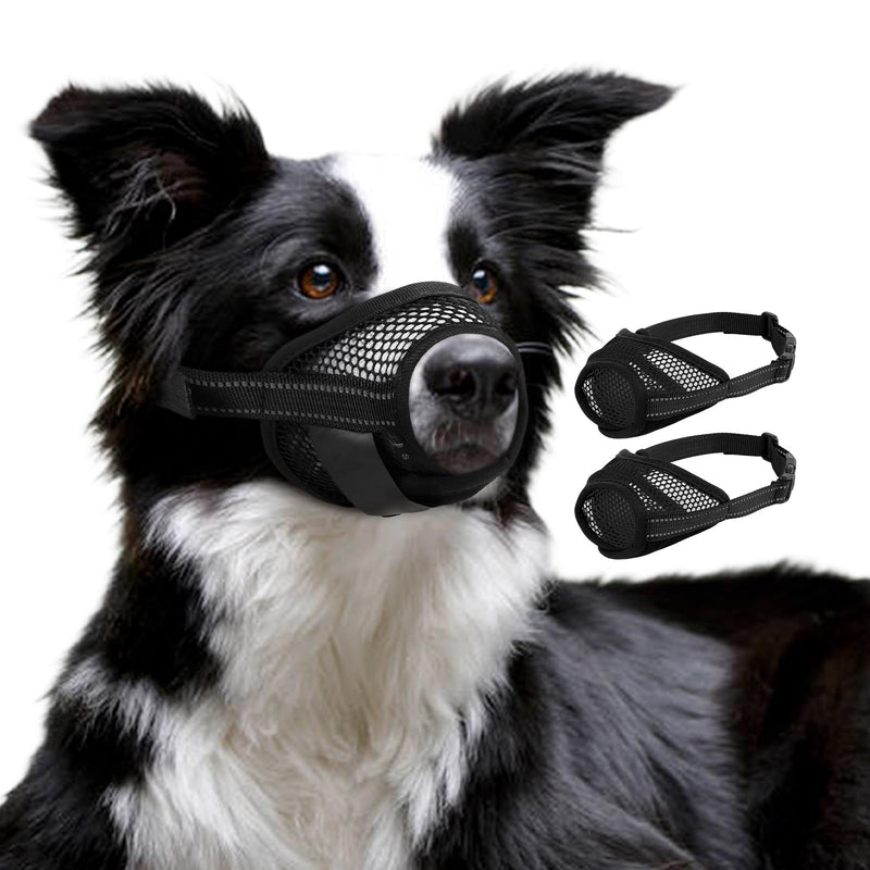 2 Pack Dog Muzzle for Large Dogs, Soft Air Mesh Breathable Muzzle Allows Panting Drinking, Adjustable Pet Muzzles with Upgraded Buckle to Prevent Biting Barking for Walks, Grooming, Black, XL Black-2pcs X-Large - PawsPlanet Australia
